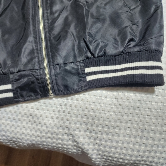 DISNEY EUC WOMENS SZ SMALL MICKEY MOUSE BOMBER VARSITY STYLE LINED JACKET COAT - Picture 2 of 14